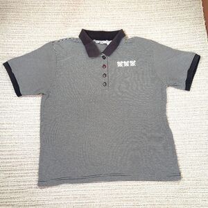 boca classics mens gray polo shirt striped short sleeve cotton blend size medium
